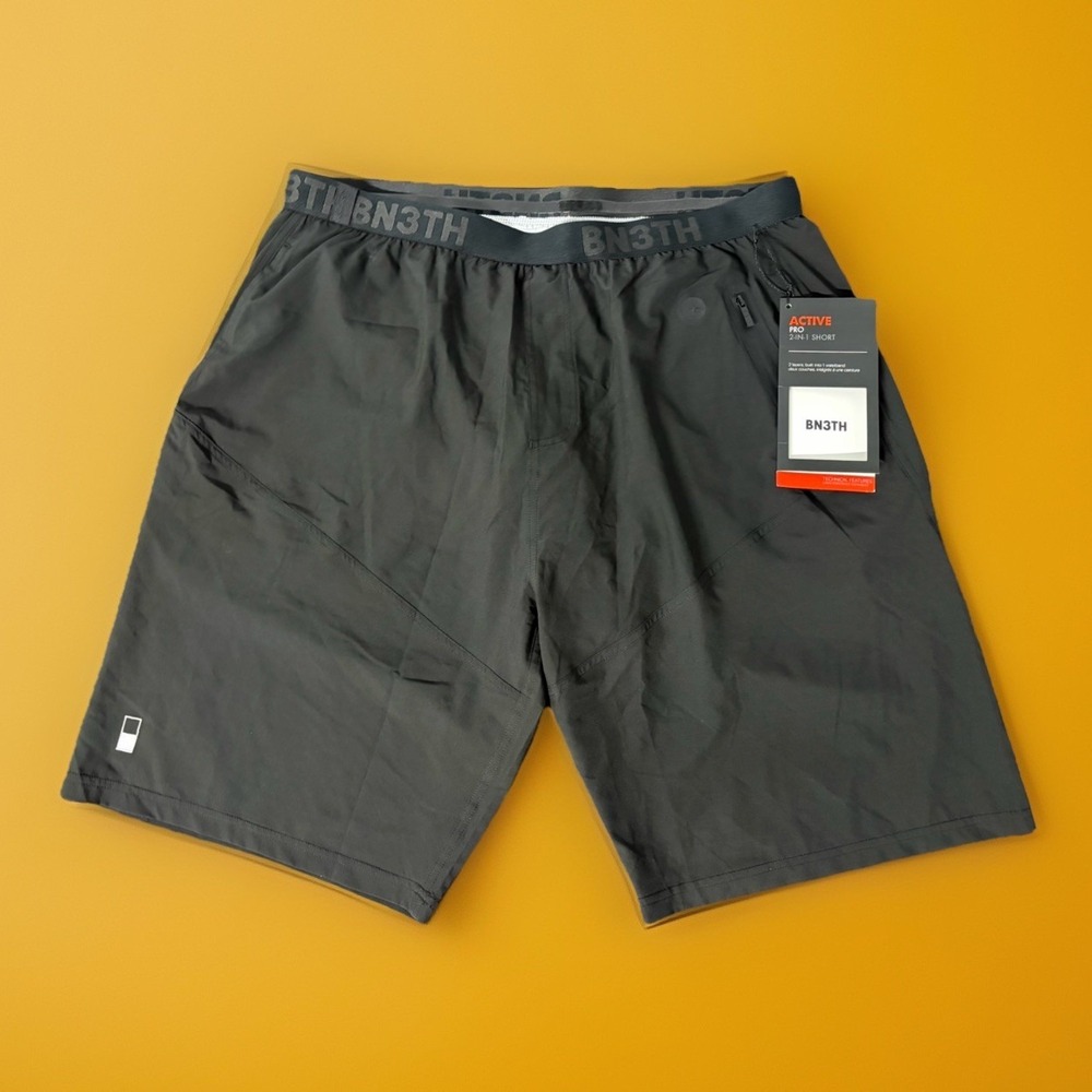 BN3TH Active Pro 2-in-1 Short‎ Black NWT Men's 2XL Training Run Swim Shorts